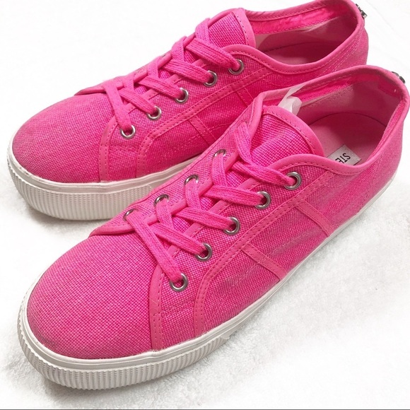 Steve Madden Emmi bright pink platform canvas sneakers sz9 - Picture 1 of 9